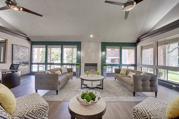 Living room with two ceiling fan